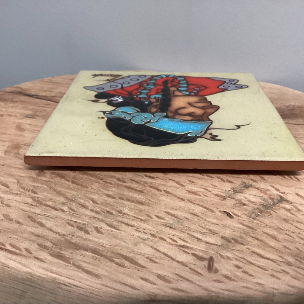 🔴 Vintage - Artist Cleo Teissedre - Kiln Fired - Hand Painted - Ceramic Tile - Picture 8 of 14